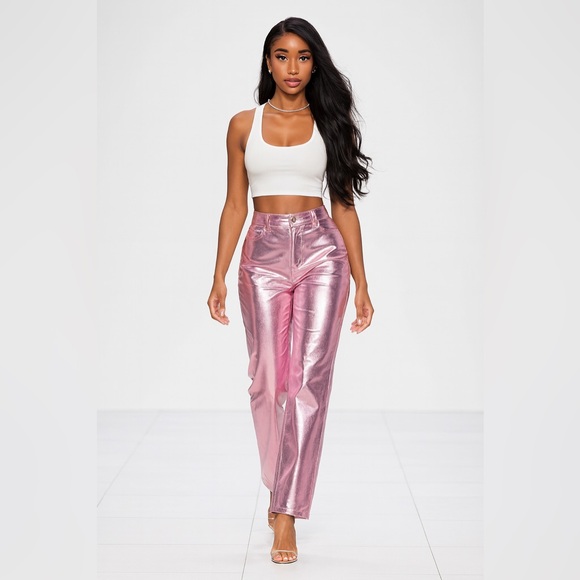 Galactic Glow Pant Womenswear Underwear Lady Metallic Shimmer High Waist - Picture 5 of 16
